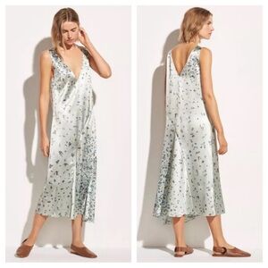 NEW Vince Scattered Floral satin midi dress